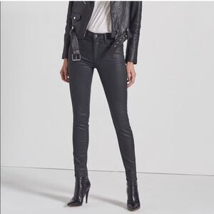 Current Elliott High Rise black Coated Skinny Jeans size 25